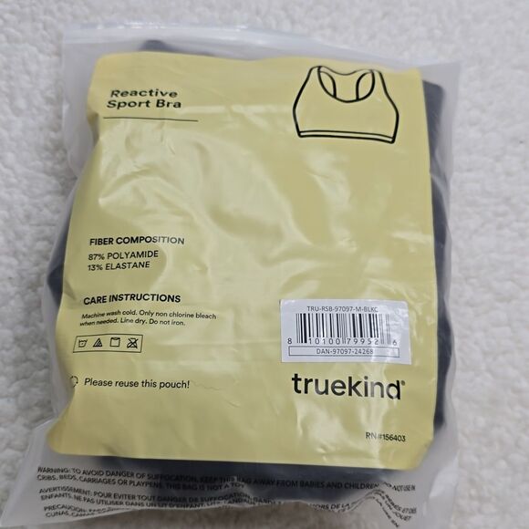 NWT Truekind Seamless Racerback Sports Bra Black - Picture 5 of 5